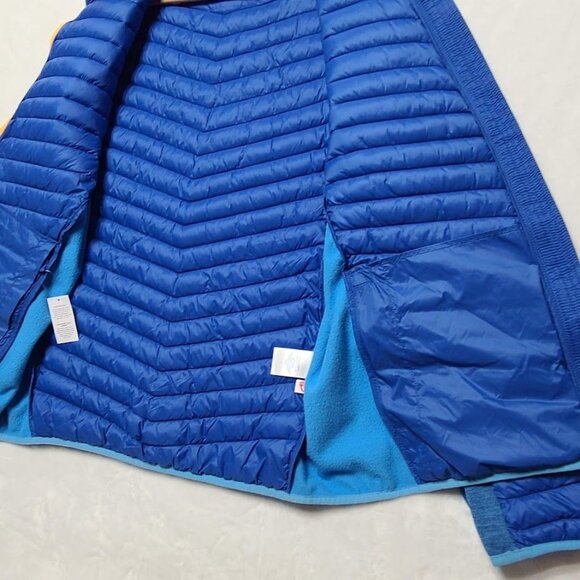 Lands End Primaloft Hybrid Blue Packable Puffer Yellow Zipper Mens Size L 42-44 - Picture 10 of 14